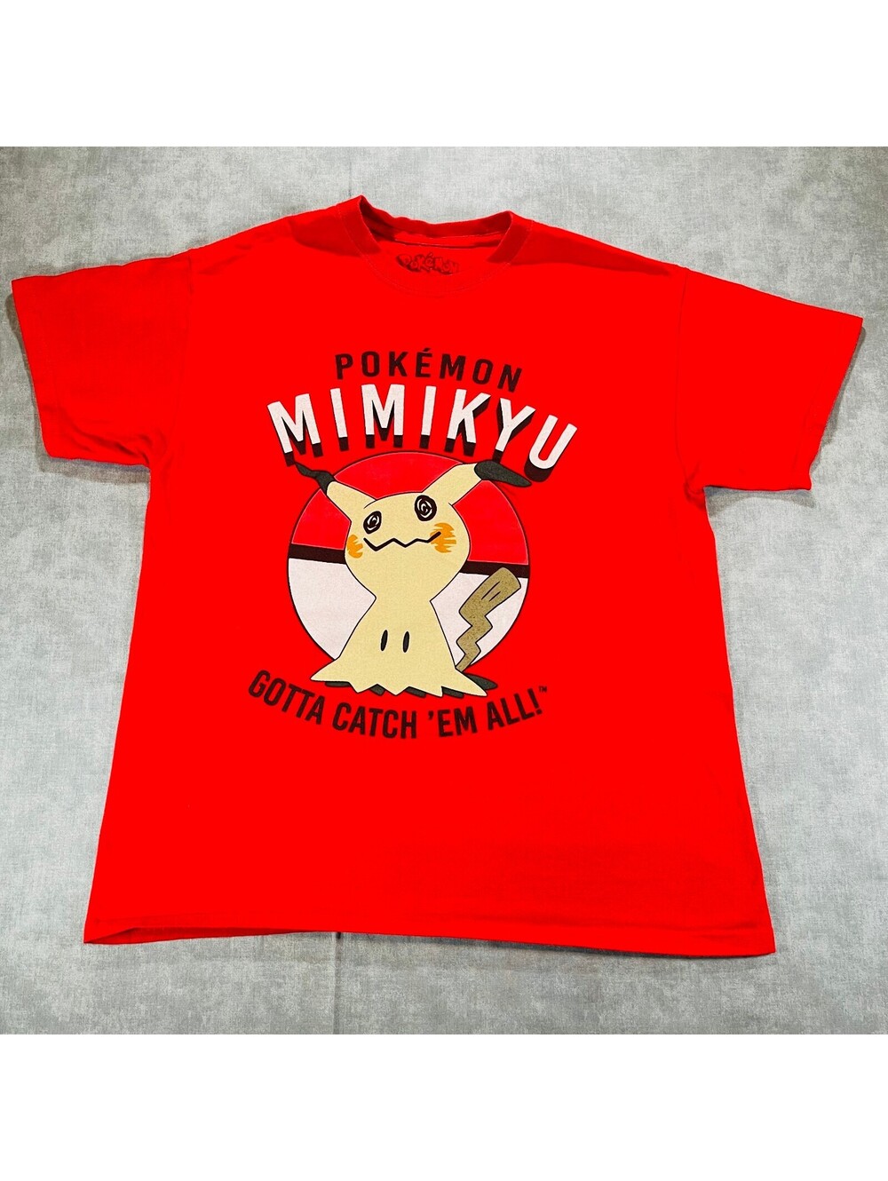 Pokemon Mimikyu Graphic T-Shirt Mens Large Red Gotta Catch Em All Shirt